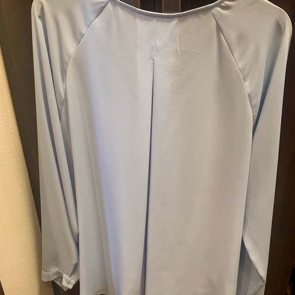 Light blue light weight long sleeve blouse with fun classy front - Picture 3 of 3